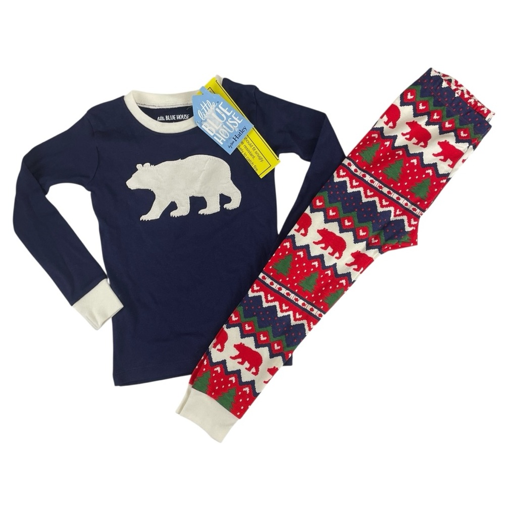 Little Blue House Kids Fair Isle Bear Christmas Holiday Pajama Set Size 4 NWT